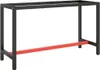 vidaXL Rám pracovného stola Matt Black a Matt Red 140x50x79 Náhľad obrázku produktu 7