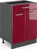 A kitchen base cabinet with red high gloss doors and a gray exterior. Produktbild-Vorschau