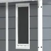 A close-up view of a window on the side of a gray shed. Náhľad obrázku produktu