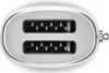 A top-down view of a chrome toaster. Produktbild-Vorschau