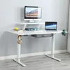 A white standing desk with a monitor, laptop, and accessories. Anteprima dell’immagine prodotto