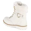 A white winter boot with fur lining and gold accents. Produktbild-Vorschau