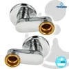 Two chrome S-shaped connectors with brass fittings are shown against a white background. Produktbild-Vorschau
