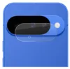 A close-up view of a smartphone's camera lens protector placed over the camera module. Produktbild-Vorschau