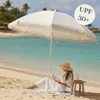 Sonnenschirm Strandschirm Balkon Gartenschirm creme Fransen Produktbild-Vorschau 3