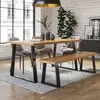 A dining room scene with a wooden table, chairs, and a bench. Náhľad obrázku produktu