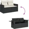 vidaXL 6-tlg. Garten-Sofagarnitur mit Kissen Schwarz Poly Produktbild-Vorschau 5