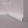 A white skirting board is installed along the bottom of a pink wall and on a purple floor, in the corner of a room. Produktbild-Vorschau