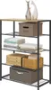 A shelf unit filled with various items, including books, storage boxes, and decorative vases. Náhľad obrázku produktu