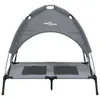 A gray dog bed with a canopy, shown from the front against a white background. Náhled obrázku produktu