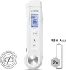 A white TROTEC BP2F thermometer is shown against a white background, with battery information and a 'no batteries included' symbol. Produktbild-Vorschau