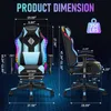 Product dimensions and features of a gaming chair. Podgląd zdjęcia produktu
