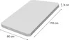 A 3D render of a light gray rectangular mat with rounded corners, showing its dimensions. Voir les images du produit