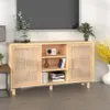 Kredens, brązowa, 105x30x60 cm, lita sosna i naturalny Podgląd zdjęcia produktu 2