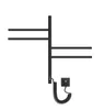 A black electric towel dryer with four foldable arms is shown against a white background. Náhľad obrázku produktu
