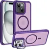 A protective case for an iPhone 15, shown from multiple angles, highlighting its features like MagSafe compatibility, camera protection, and a kickstand. Produktbild-Vorschau