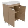 A standalone bathroom vanity cabinet with two doors and internal shelving, shown from a slightly elevated diagonal angle. Náhled obrázku produktu