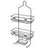 A black metal shower caddy with three shelves and a soap dish, designed to hang over a shower head. Anteprima dell’immagine prodotto