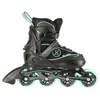 A black and mint inline skate is shown against a white background. Voir les images du produit