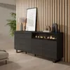 Sideboard, Highboard, 200x35x87cm, 4 Türen, Elektrokamin. Produktbild-Vorschau 2