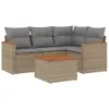 5-tlg. Garten-Sofagarnitur mit Kissen Beige Poly Rattan Produktbild-Vorschau 1