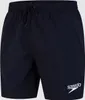 A close-up studio shot of navy blue men's swim shorts. Produktbild-Vorschau