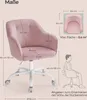 A diagram showing the dimensions of a pink office chair, with an illustration of a person sitting in it. Produktbild-Vorschau
