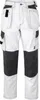 A pair of white and black work pants is shown against a white background. Podgląd zdjęcia produktu