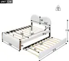 A diagram showing the dimensions of a white bed frame with a pull-out trundle bed. Produktbild-Vorschau
