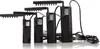 Four black aquarium internal filters of varying sizes are lined up against a white background. Podgląd zdjęcia produktu