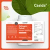 A product shot of a Casida Collagen Powder container, with green leaves and orange accents. Produktbild-Vorschau