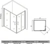 A technical drawing and dimension chart for a shower enclosure. Produktbild-Vorschau