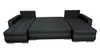 A black U-shaped sectional sofa is shown from the front against a white background. Náhled obrázku produktu