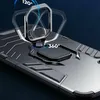 Close-up of a black phone case with a silver ring holder attached. Produktbild-Vorschau