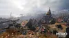 A post-apocalyptic landscape with a crashed helicopter in the foreground and a ruined village in the background. Produktbild-Vorschau