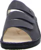 A close-up, front-facing view of a dark grey sandal. Produktbild-Vorschau
