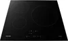 A black induction cooktop with three heating elements and a digital control panel. Voir les images du produit