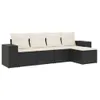 5-tlg. Garten-Sofagarnitur mit Kissen Schwarz Poly Rattan Produktbild-Vorschau 1