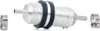 A fuel filter with two hose clamps on a white background. Produktbild-Vorschau