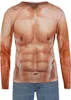 A long-sleeved t-shirt with a realistic muscular print, worn by a person. Produktbild-Vorschau