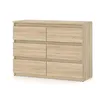 A modern, handle-less dresser with six drawers, presented against a white background. Produktbild-Vorschau