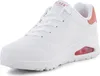 A white Skechers sneaker with pink accents is shown against a white background. Produktbild-Vorschau