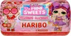 The image shows the packaging of a LOL Surprise Mini Sweets vending machine toy, featuring two LOL dolls and the Haribo branding. Náhled obrázku produktu