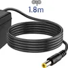 A black power adapter cable coiled up, with the connector visible at the end. Text indicating the length of the cable is present. Voir les images du produit
