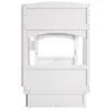 A white bunk bed frame with an open middle section, viewed from the front. Náhled obrázku produktu