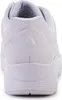 The back view of a white and lavender Skechers sneaker. Produktbild-Vorschau
