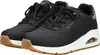 A pair of black Skechers sneakers with leopard print accents. Voir les images du produit