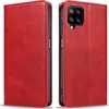 A red flip cover phone case is shown from the front and back. Produktbild-Vorschau