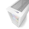 A white computer tower with RGB lighting visible through the front mesh. Produktbild-Vorschau