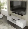 A modern living room with a TV stand and TV. Voir les images du produit